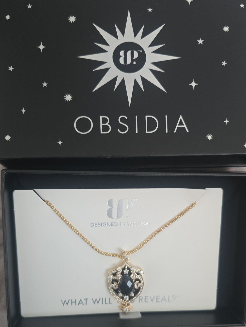 Obsidia Bomb Party Gold and Black Pendant Necklace
